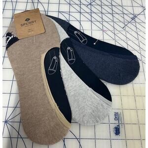 Sperry Top-Sider Men's‎ 3-Pair Pack White Gray Blue No-Show Liner Socks NWT